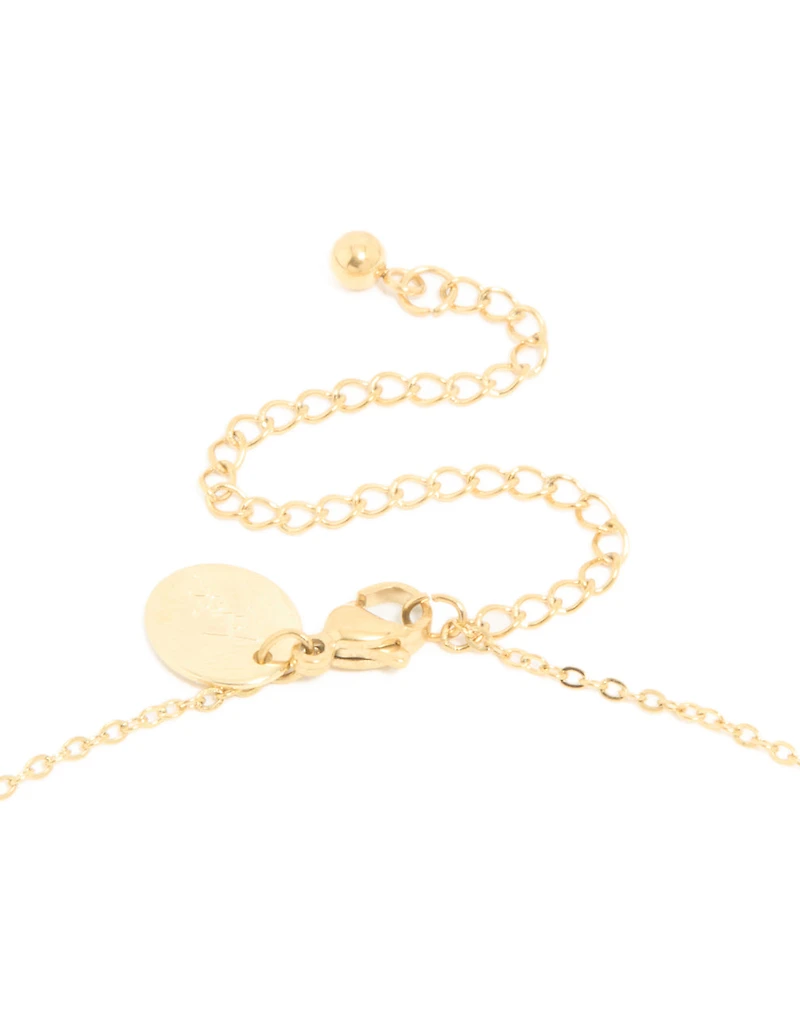 Waterproof Gold Plated Stainless Steel Cubic Zirconia Claw-Set Pendant Necklace