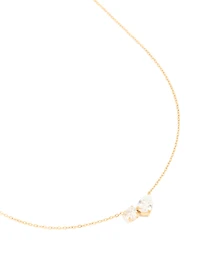 Waterproof Gold Plated Stainless Steel Cubic Zirconia Mixed Shape Pendant Necklace