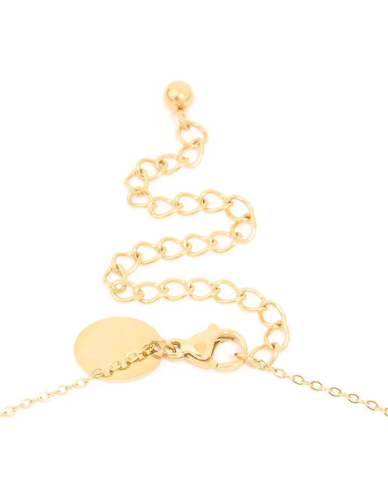 Waterproof Gold Plated Stainless Steel Cubic Zirconia Mixed Shape Pendant Necklace