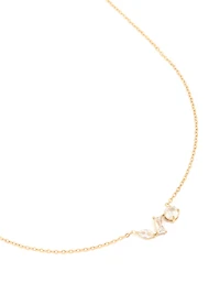 Waterproof Gold Plated Stainless Steel Mixed Shape Cubic Zirconia Trio Necklace