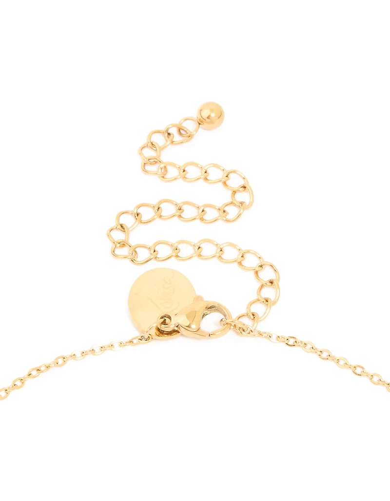 Waterproof Gold Plated Stainless Steel Mixed Shape Cubic Zirconia Trio Necklace