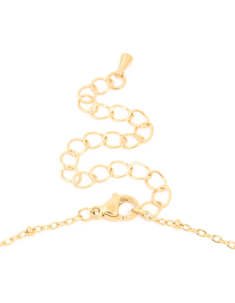 Waterproof Gold Plated Stainless Steel Green Semi Precious Stone Boho Disc Necklace