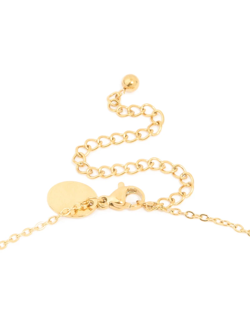 Waterproof Gold Plated Stainless Steel Amethyst Semi Precious Stone Pendant Necklace