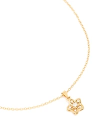 Waterproof Gold Plated Stainless Steel Cubic Zirconia Flower Outline Pendant Necklace