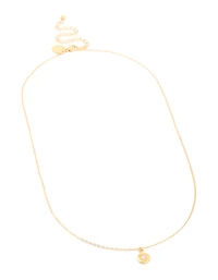 Waterproof Gold Plated Stainless Steel Cubic Zirconia Disc Pendant Necklace