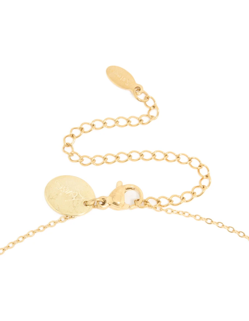 Waterproof Gold Plated Stainless Steel Cubic Zirconia Bow Pendant Necklace