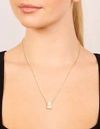 Waterproof Gold Plated Stainless Steel Cubic Zirconia Baguette Pendant Twisted Necklace