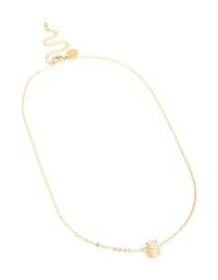 Waterproof Gold Plated Stainless Steel Cubic Zirconia Baguette Pendant Twisted Necklace