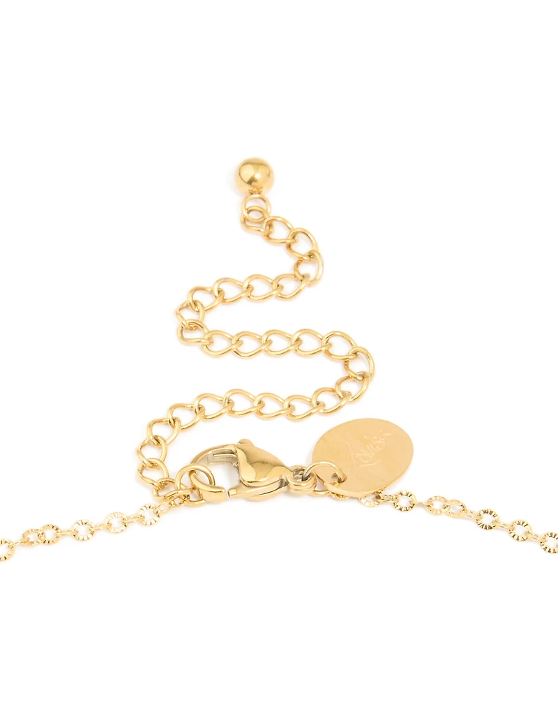 Waterproof Gold Plated Stainless Steel Cubic Zirconia Baguette Pendant Twisted Necklace