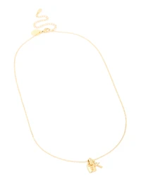 Waterproof Gold Plated Stainless Steel Cubic Zirconia Lock & Key Necklace