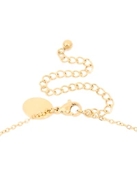 Waterproof Gold Plated Stainless Steel Pearl & Square Pendant Necklace Set