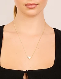 Waterproof Gold Plated Stainless Steel Cubic Zirconia Baguette & Round Pendant Necklace