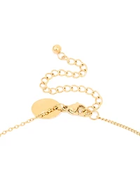 Waterproof Gold Plated Stainless Steel Cubic Zirconia Baguette & Round Pendant Necklace