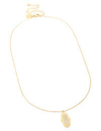 Waterproof Gold Plated Stainless Steel Semi Precious Stone Rectangle Boho Necklace