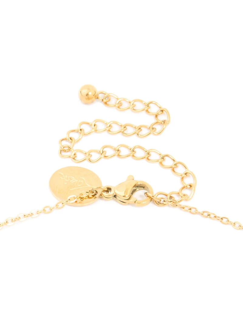 Collier bohème en pierre semi-précieuse imperméable en acier inoxydable plaqué or