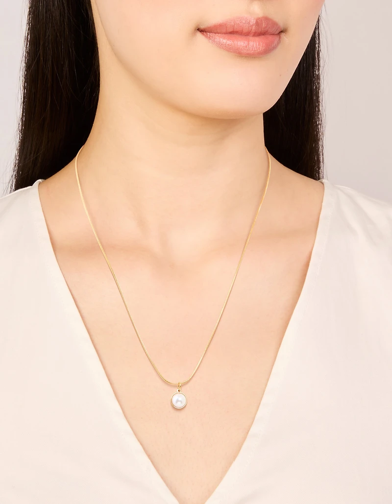 Waterproof Gold Plated Stainless Steel Freshwater Pearl Pendant Necklace
