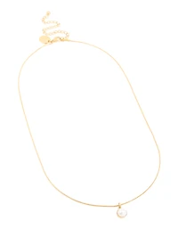 Waterproof Gold Plated Stainless Steel Freshwater Pearl Pendant Necklace