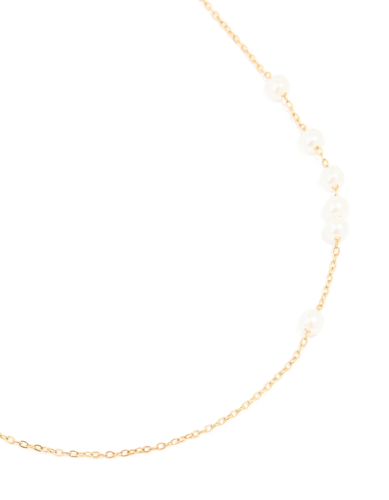 Waterproof Gold Plated Stainless Steel Pearls Necklace