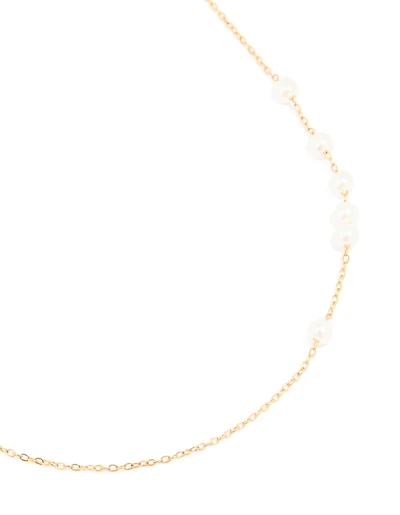 Waterproof Gold Plated Stainless Steel Pearls Necklace