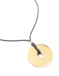 Waterproof Gold Plated Stainless Steel Circle Pendant Dainty Cord Necklace