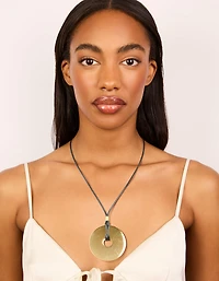 Waterproof Gold Plated Stainless Steel Circle Pendant Dainty Cord Necklace