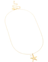 Waterproof Gold Plated Stainless Steel Pearl Starfish Pendant Necklace