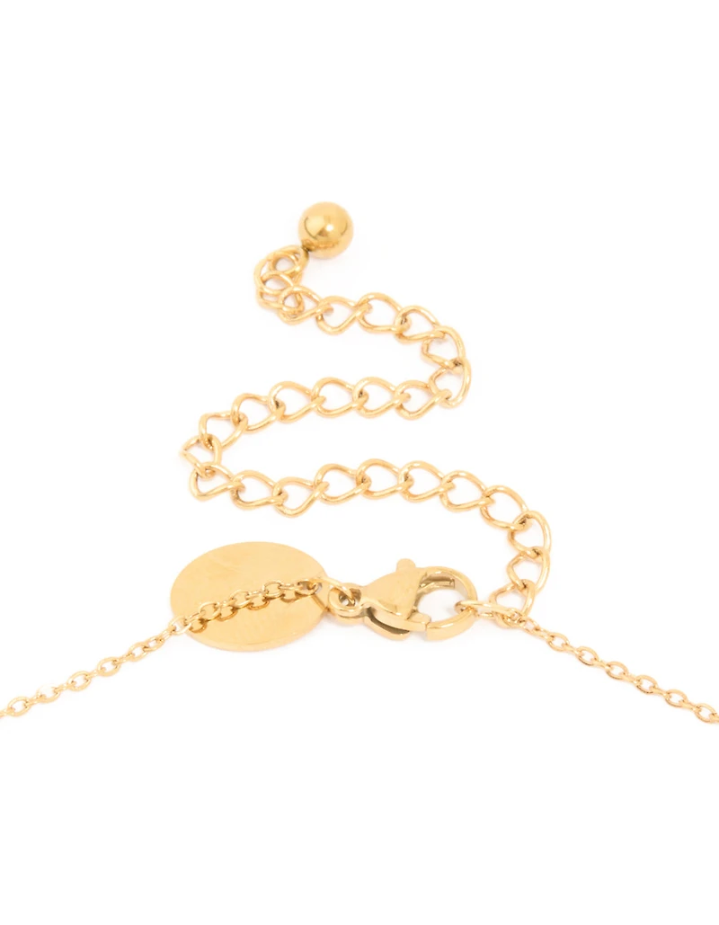 Waterproof Gold Plated Stainless Steel Pink Semi Precious Stone Sunray Necklace