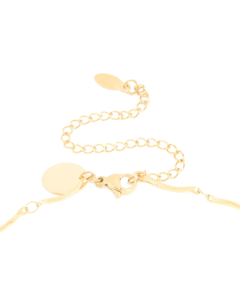 Waterproof Gold Plated Stainless Steel Cubic Zirconia Droplet Charms Necklace