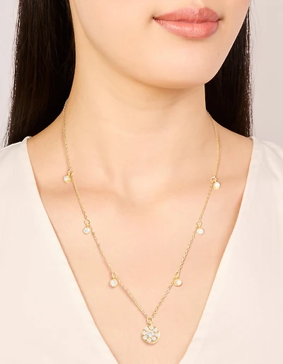 Pendentif en gouttelettes en zircone en acier inoxydable plaqué or et imperméable