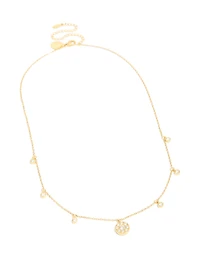 Waterproof Gold Plated Stainless Steel Cubic Zirconia Droplet Pendant Necklace