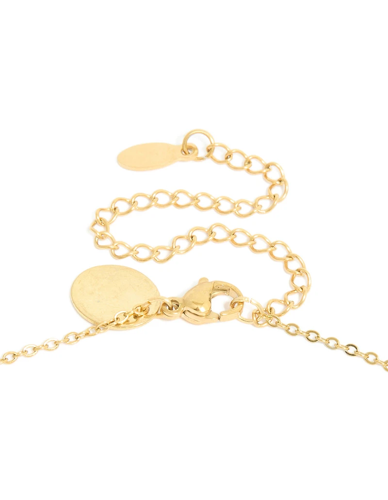 Waterproof Gold Plated Stainless Steel Cubic Zirconia Droplet Pendant Necklace