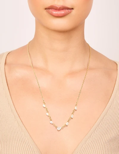 Waterproof Gold Plated Stainless Steel Cubic Zirconia Teardrop Pendants Necklace