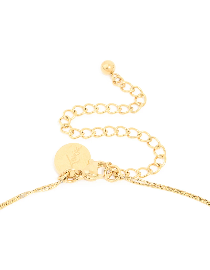 Waterproof Gold Plated Stainless Steel Pearl & Beaded Ball Layered Necklace