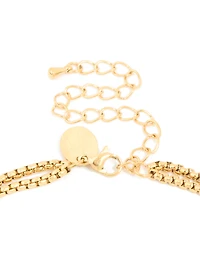 Collier imperméable en acier inoxydable plaqué or, double chaîne à couches