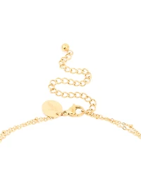 Waterproof Gold Plated Stainless Steel Pear Shaped & Celestial Layered Necklace