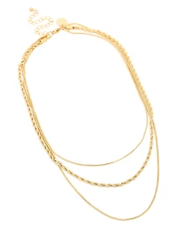 Waterproof Gold Plated Stainless Steel Mixed Chain Layered Necklace
