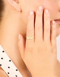Waterproof Gold Plated Stainless Steel Bow Ring