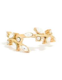 Waterproof Gold Plated Stainless Steel Cubic Zirconia Vine Wrap Ring