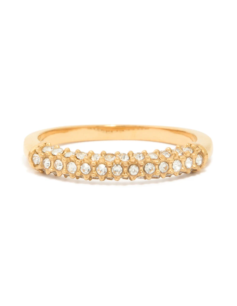 Waterproof Gold Plated Stainless Steel Cubic Zirconia Pave Skinny Ring