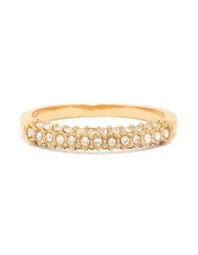 Waterproof Gold Plated Stainless Steel Cubic Zirconia Pave Skinny Ring