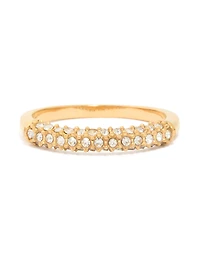 Waterproof Gold Plated Stainless Steel Cubic Zirconia Pave Skinny Ring