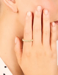 Waterproof Gold Plated Stainless Steel Cubic Zirconia Pave Skinny Ring