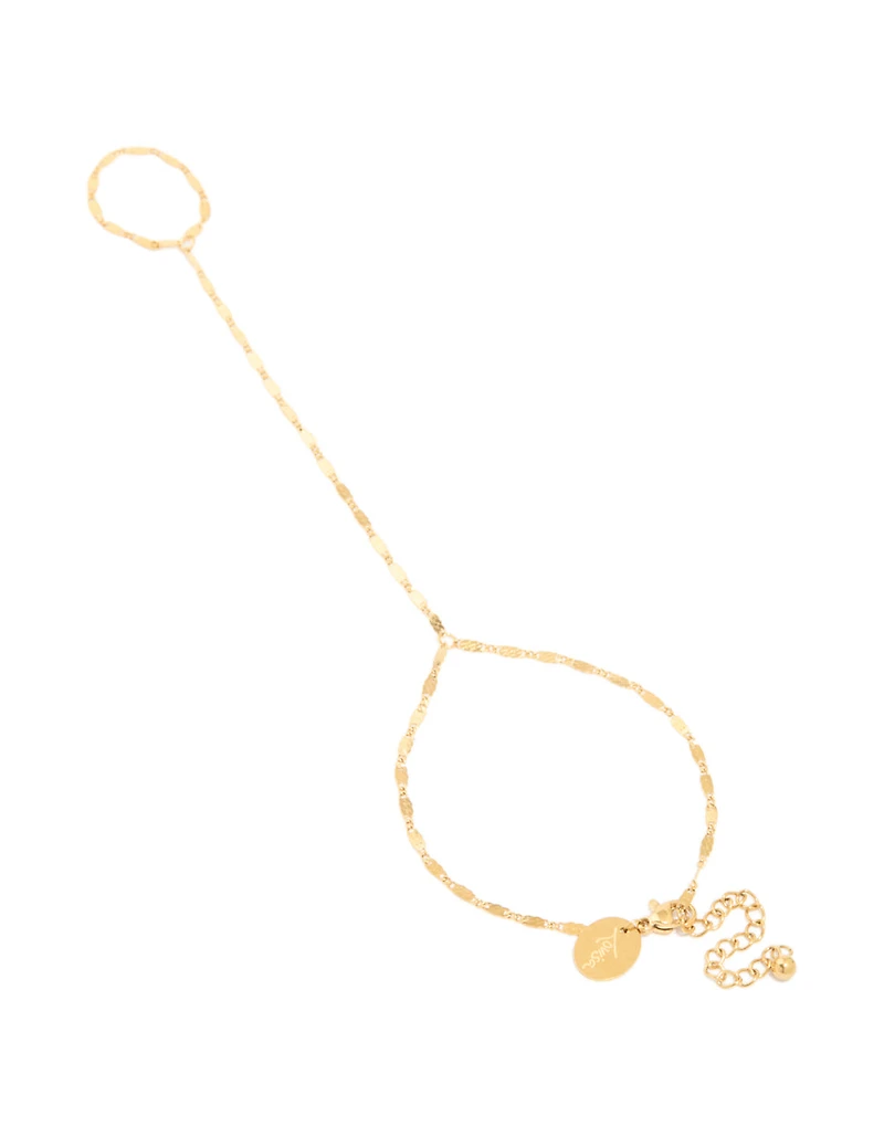 Waterproof Gold Plated Stainless Steel Plain Detailed Chain Hand Chain