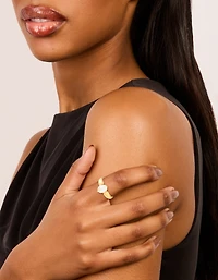 Anneau ovale cubique en zircone épais acier inoxydable plaqué or et imperméable