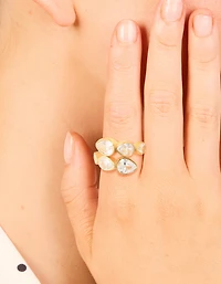 Waterproof Gold Plated Stainless Steel Cubic Zirconia Graduating Pear Wrap Ring