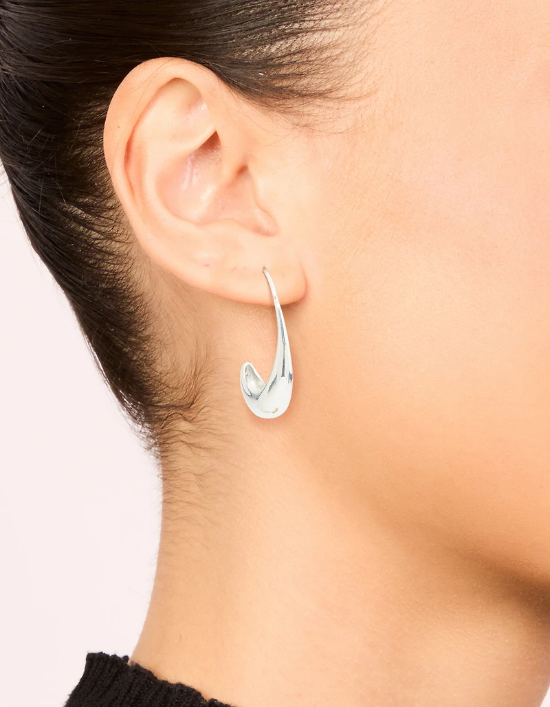 Waterproof Stainless Steel Thick Half Hoop Earrings