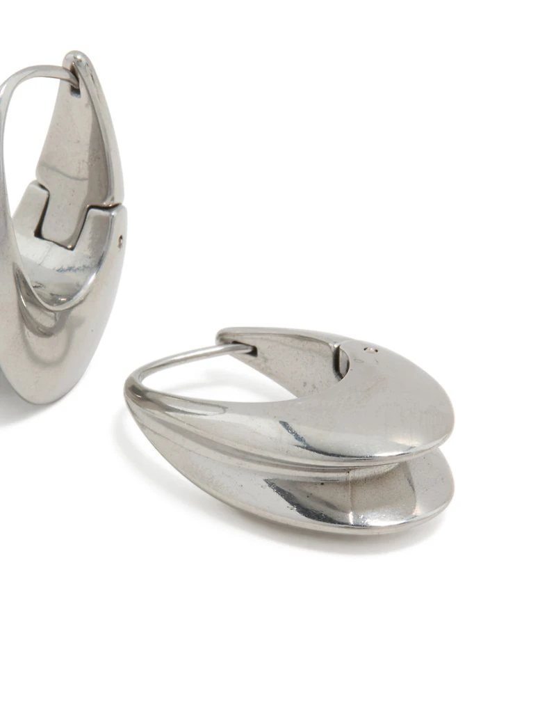 Boucles d’oreilles Huggie ovales en acier inoxydable imperméables