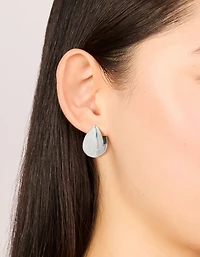Boucles d’oreilles ovales imperméables en acier inoxydable à l’avant et à l’arrière