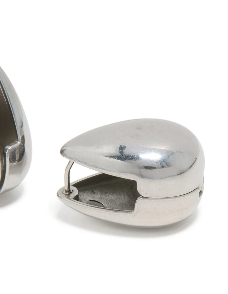 Waterproof Stainless Steel Oval Front & Back Hoop Earrings