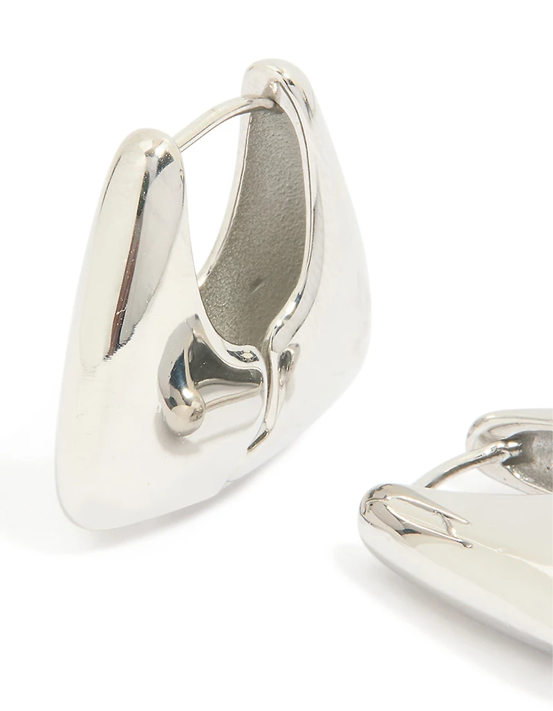Waterproof Stainless Steel Trapezium Hinge Hoop Earrings